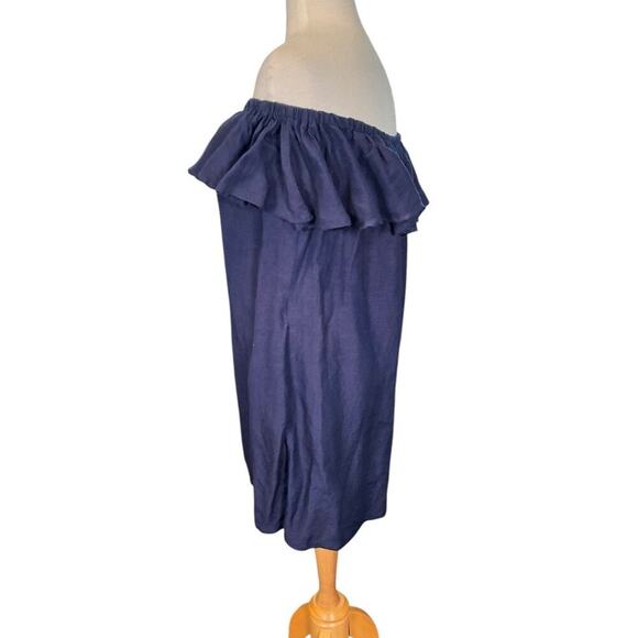 Tommy Bahama St. Lucia Off The Shoulder Ruffle Dress With Navy Blue Medium - Picture 7 of 11